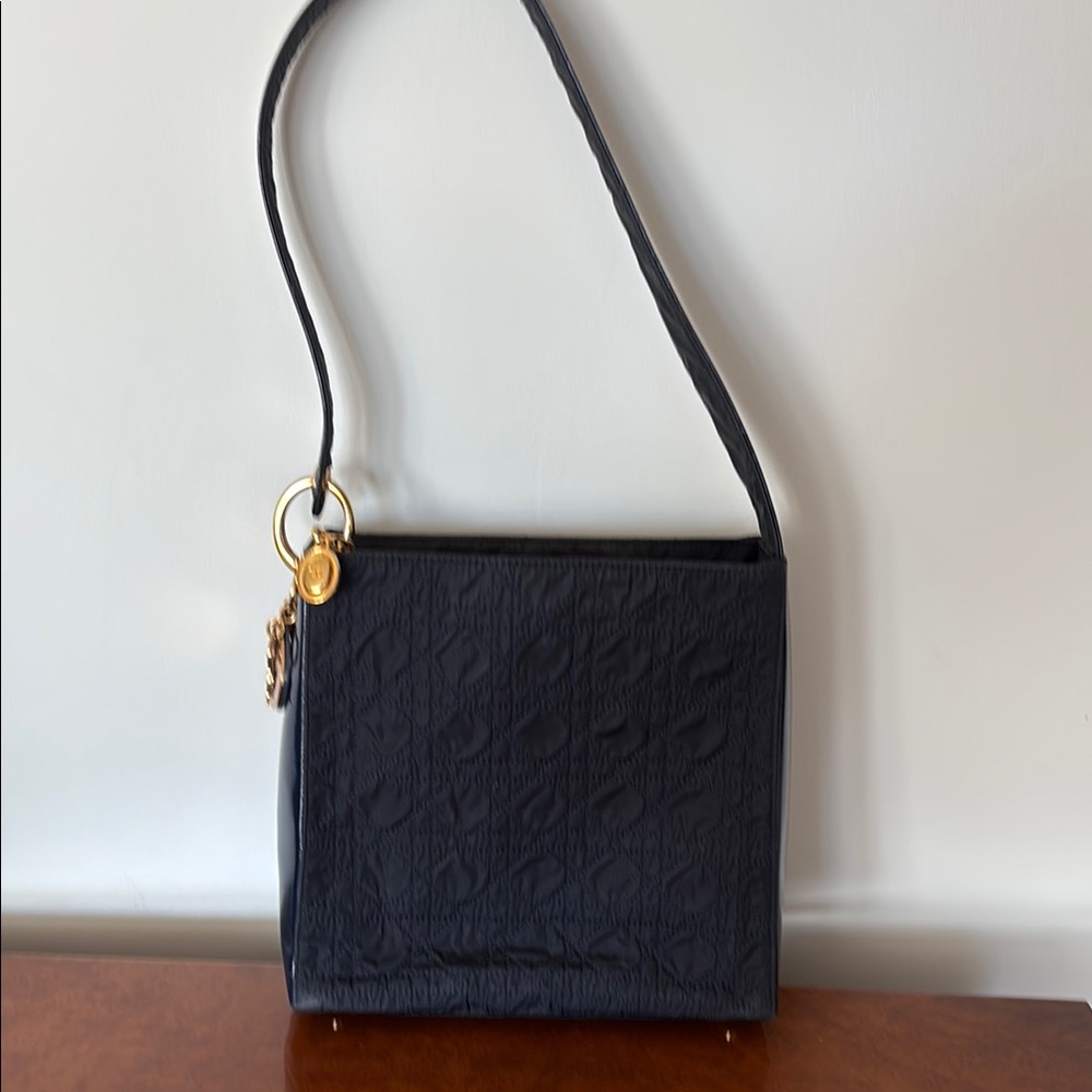 Elegant navy blue Christian Dior Paris Designer Shoulder Bag